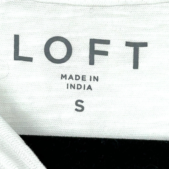 LOFT TShirt Womens Small Black White Striped Long Sleeve Tee Love Graphic - Picture 4 of 9